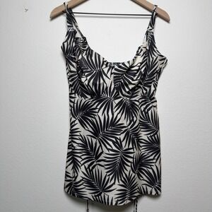Bravissimo Women Tankini 36M Black White Palm Leaf Underwired SW864MOP